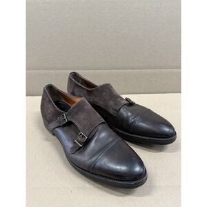 Santoni Goodyear-Welt Brown‎ Calf Suede Double Monk Strap US 11.5 Shoes
